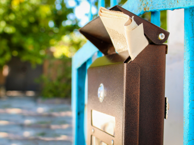 Image of a mailbox with a letter in it