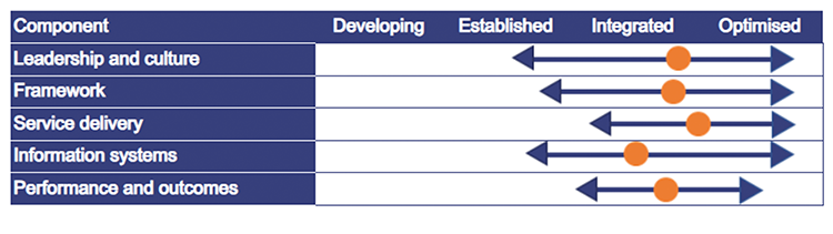 Table infographic showing energy entities’ self-assessed average level of asset management maturity