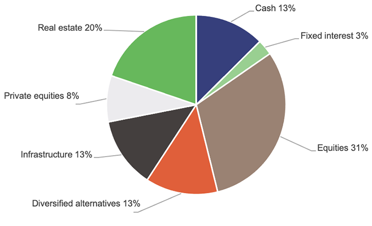 Pie chart showing the Debt Retirement Fund Asset Allocation