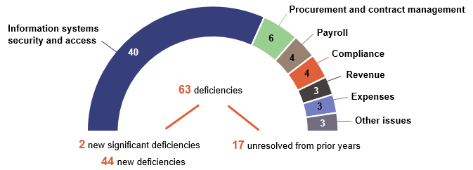 Infographic describing the types of deficiencies in internal controls in 2025