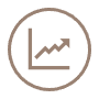 Icon of a trend line graph trending upwards