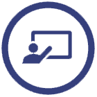 Icon of a person pointing to a whiteboard