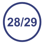 A circle icon with "28/29" inside