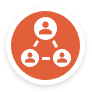 Icon of three people connected with lines in a triangle arrangement