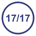 A circle icon with "17/17" inside it