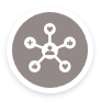 Icon of a person connected to 5 other icons in a star arrangement