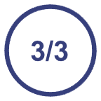 A circle icon with "3/3" inside it