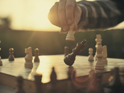 Chess pieces on a chess board