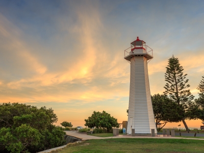 Image of Cleveland Point lighthouse at sunrise