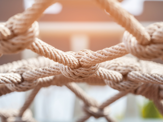Image of knotted ropes forming a structure