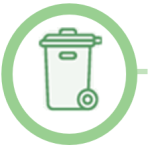 Icon showing a garbage bin inside a circle