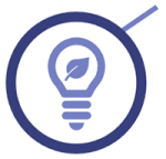 Icon of a lightbulb with a leaf inside