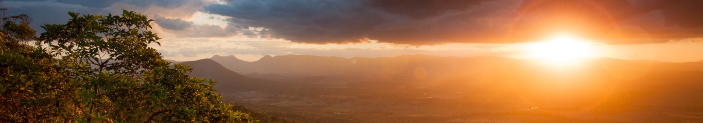 Image of sunset with storm clouds from Mount French, Queensland.